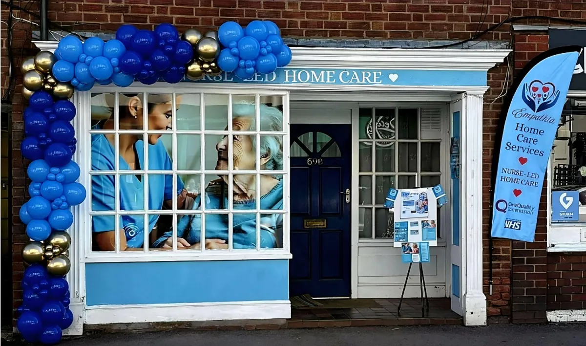 A warm home-care moment supporting independence and companionship